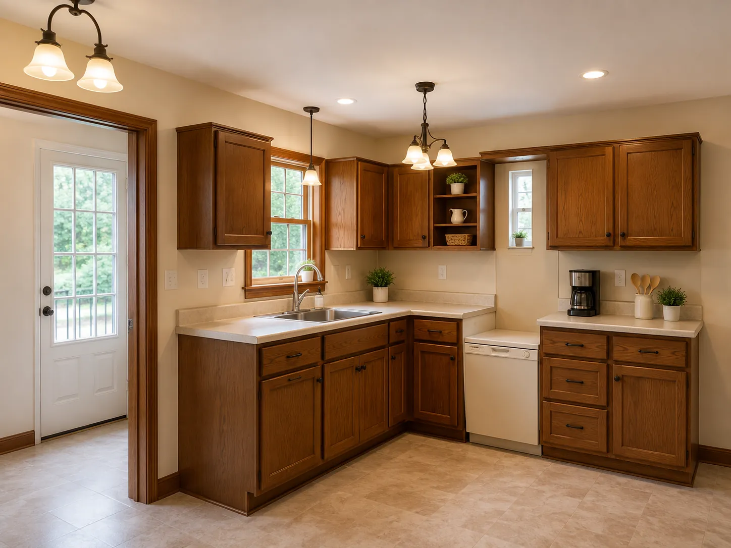 A dated kitchen before work began.