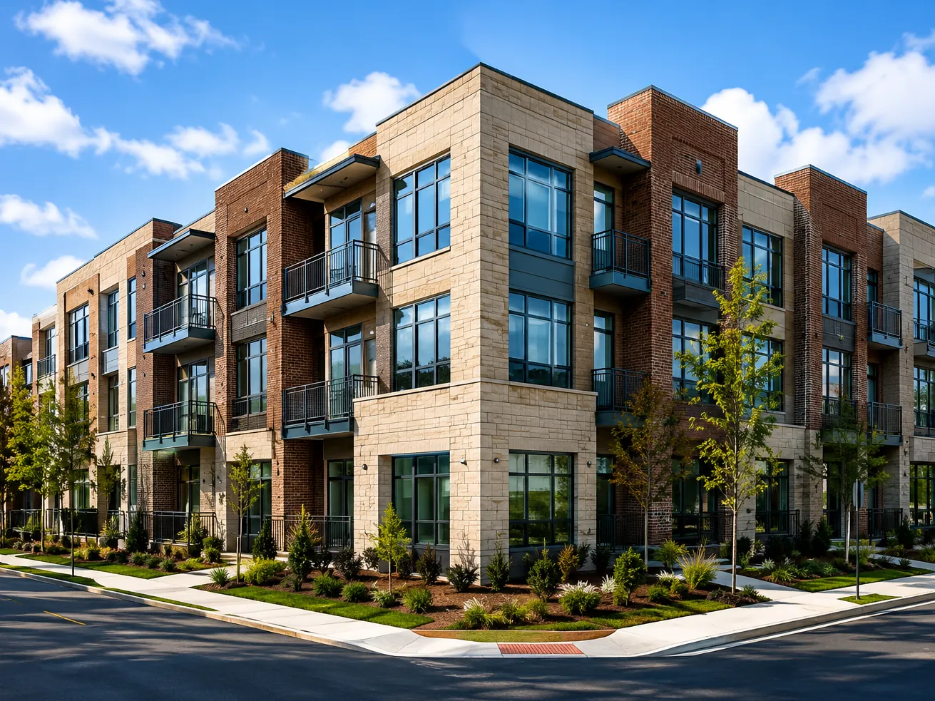 A four-storey multifamily building.