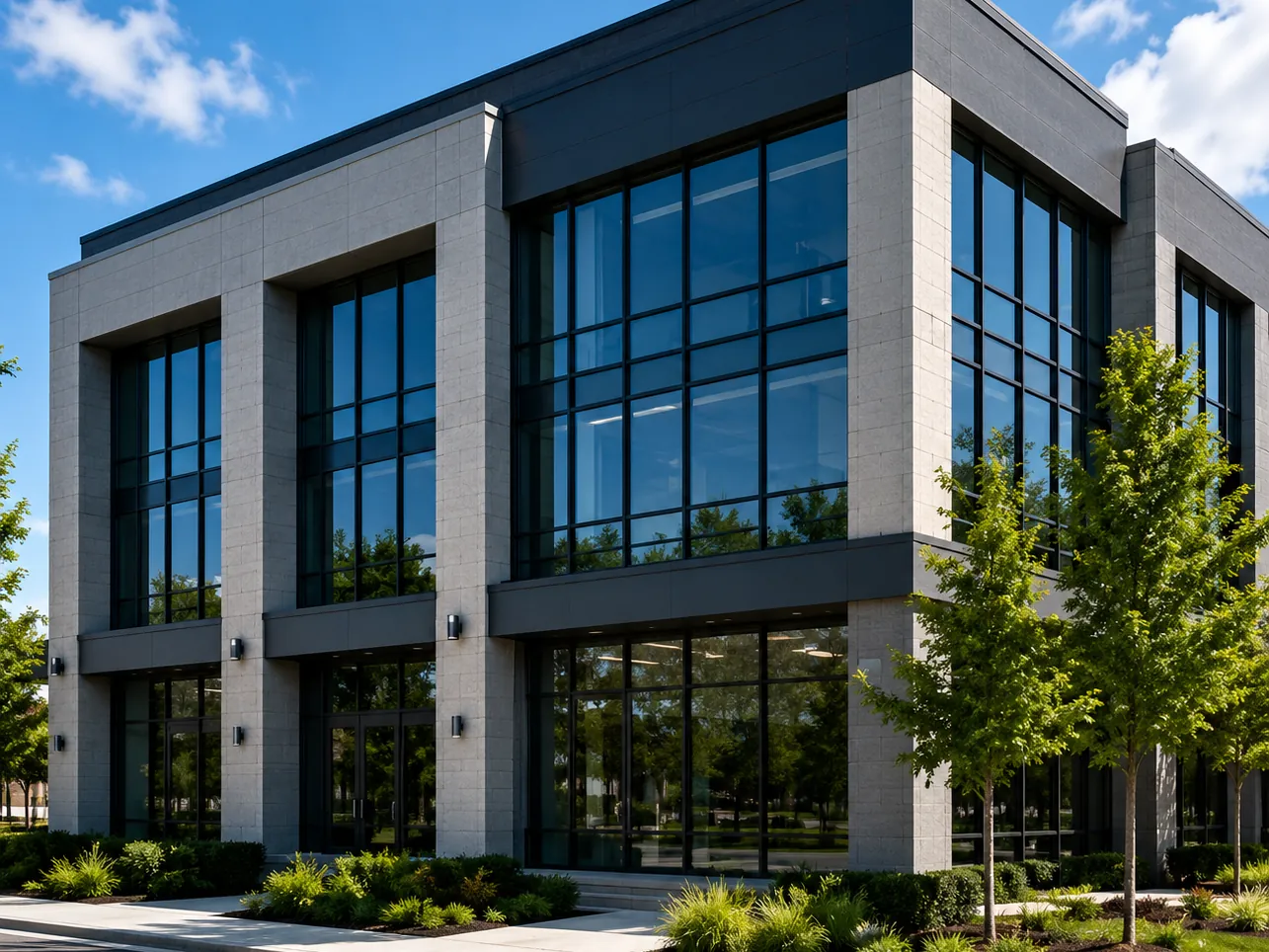 A modern commercial building exterior.